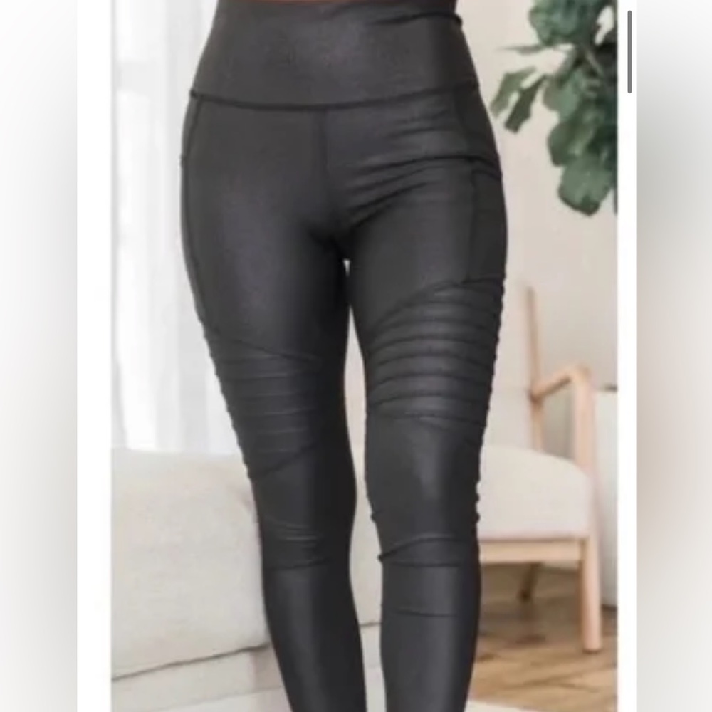 Pink Lily Faux Leather High Wasted Leggings